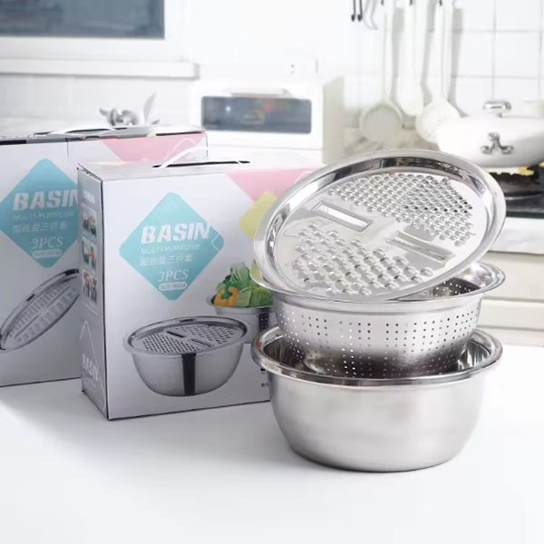 3 PCS Stainless Steel Multi-Purpose Basin Set